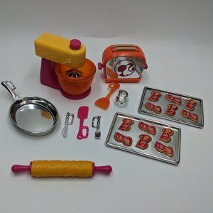 Barbie Brunch Time Food Set Toaster Mixer Rolling Pin Cookies